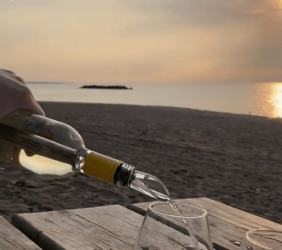 ZVX wine chiller pouring wine outdoors