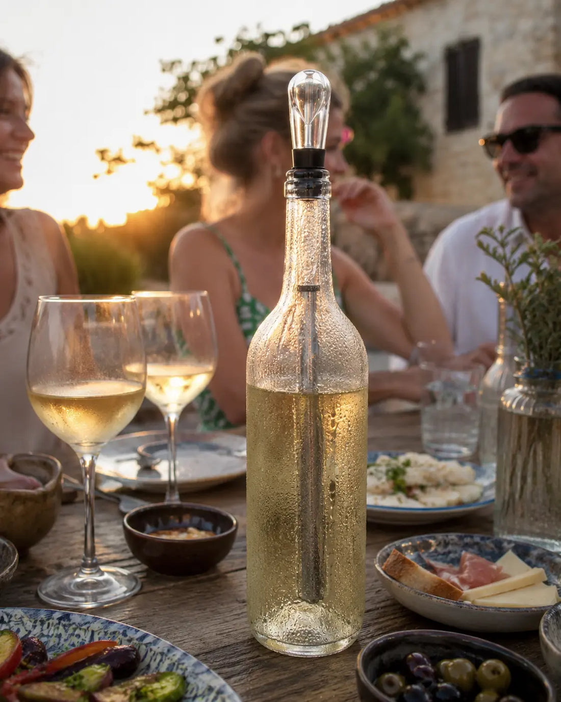 Wine chiller during an outdoor summer gathering