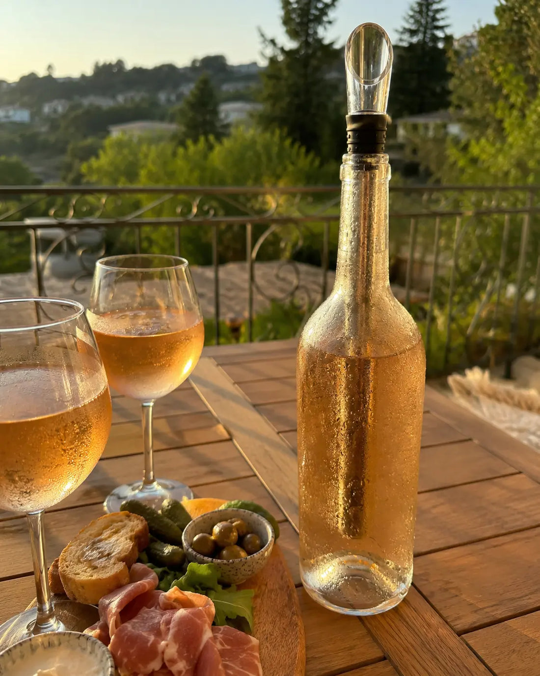 Chilled wine enjoyed on a summer terrace