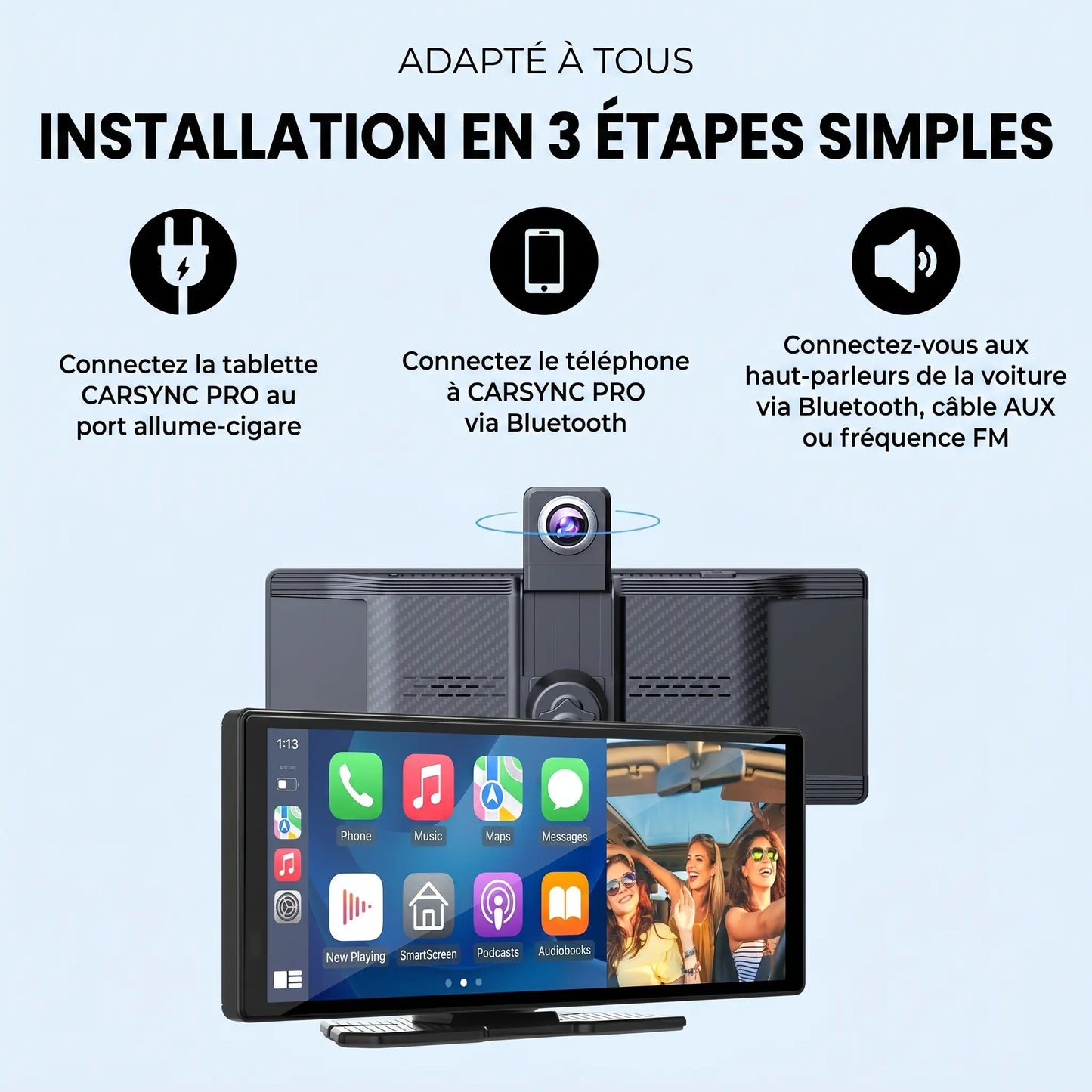 Drive Pro - Écran CarPlay Sans Fil + Caméra 4K
