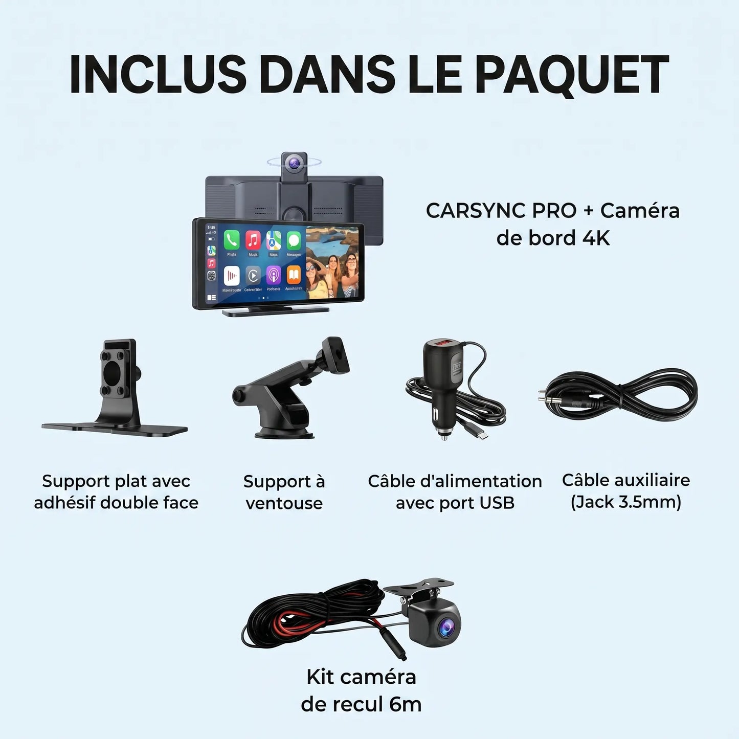 Drive Pro - Écran CarPlay Sans Fil + Caméra 4K